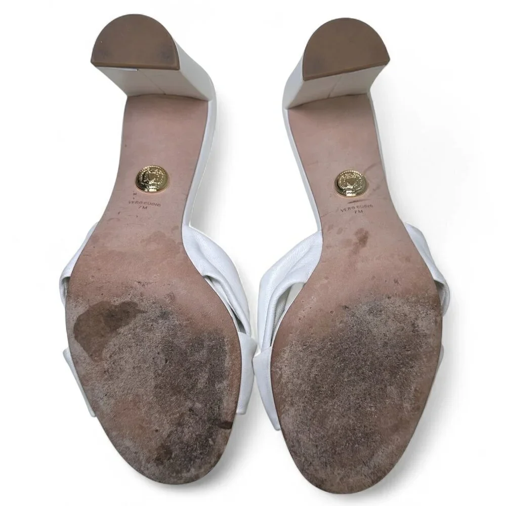 VERONICA BEARD Ganita Knotted Leather Slide Sandals, White/Cream